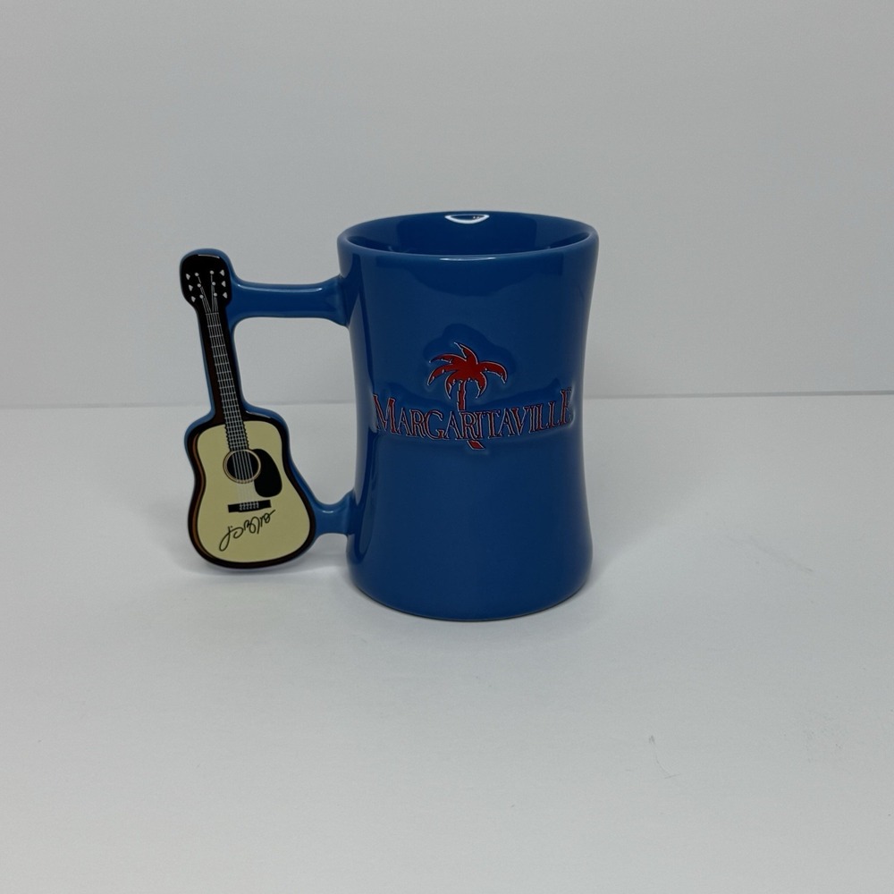 Margaritaville Live Life Like A Song Guitar Handle Coffee Mug Cup 16 Oz Blue